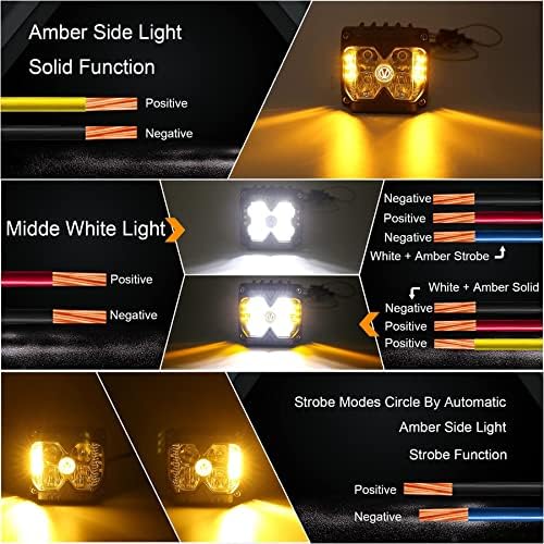 POVTOR 7 inčni LED farovi, 60W tačka okrugli farovi crni sa Hi / Lo Beam White DRL Amber &Side Shooter LED svjetla 40W Spot Flood