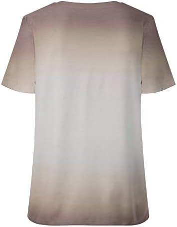Bluze za vrat za žene za žene Jesen Ljetni kratki rukav grafički grafički prugasti bluze Tees Girls 2023 Odjeća 37