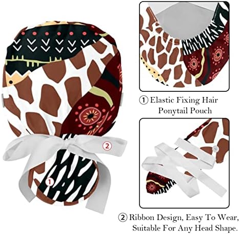 2pcs radna kapa s tipkama s tipkama za kravatu Egzotični etnički boho pleme Perja uzorak Ponytail torbice za žene