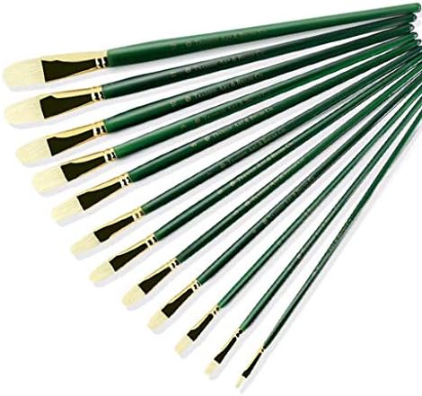 HNKDD 6pcs zelena dugačka ručka umjetnička četkica za četkicu za boju set sa ovalnim oblika kose ručno rađena olovka za ulje akrilna