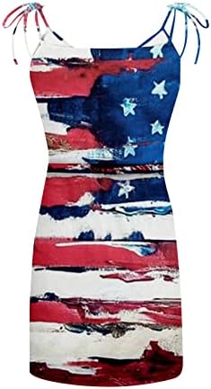 Mini haljina bez rukava za žene Patriotsko američko zastave Summer Sandress Boho koktel party haljine plus plus