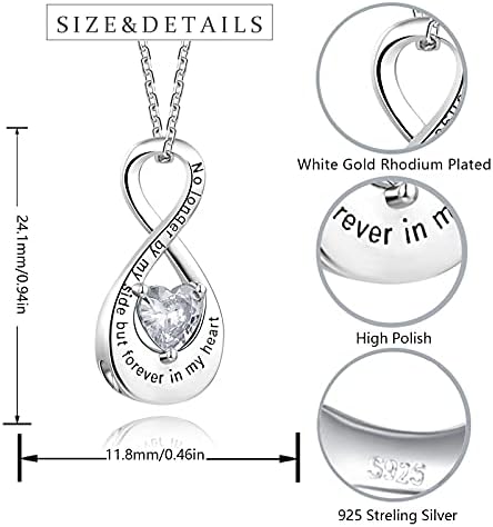 Huaiyu Silver Infinity Privjesak kremacija nakit urnu ogrlicu za pepeo, ogrlice za urne suze za žene