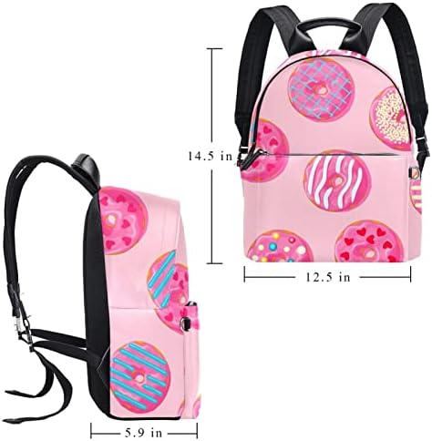 Tbouobt kožni ruksak za putovanja Lagani laptop Ležerni ruksak za žene Muškarci, Pink Donut Crtani film Lijep slatki