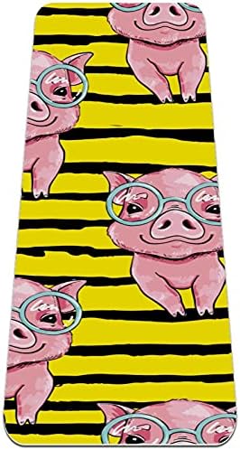 Siebzeh roze svinje sa naočarima žuta crna traka Premium Thick Yoga Mat Eco Friendly gumeni zdravlje & amp; fitnes non Slip Mat za