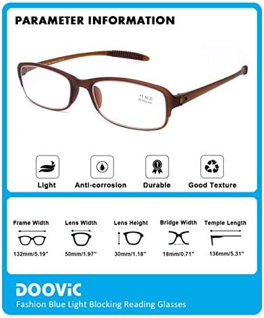 Doovic 4 naočare za čitanje za žene muškarce plavo svjetlo blokirajuće naočare za čitanje TR90 fleksibilni lagani čitači 1.75 snaga