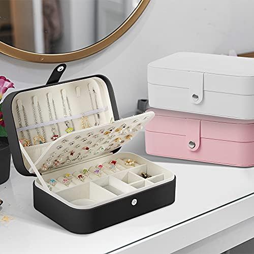 XMJXBox Travel Nakit Organizator kutija, 3 sloja PU kožne kutije za nakit za žene za djevojke Ogrlice zvona satovi nakit