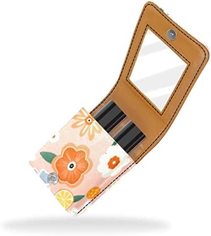 Oryuekan Mini torba za šminku sa ogledalom, kutijom za ruševe za košulje kvačila, crtani cvijeće ružičasta opruga cvjetna