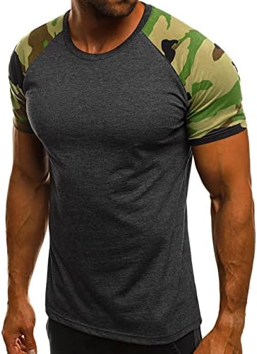 MENS CAMO majica s kratkim rukavima Camuflage Regular Fit Vojni vrh ARMIL stil okruglih vrata Thirts Workout Tyse Shirt