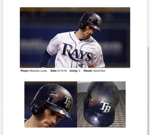 Brandon Lowe Tampa Bay Rays igra korištena kaciga za početnike 2018 HR MLB-MLB igra korištena kaciga
