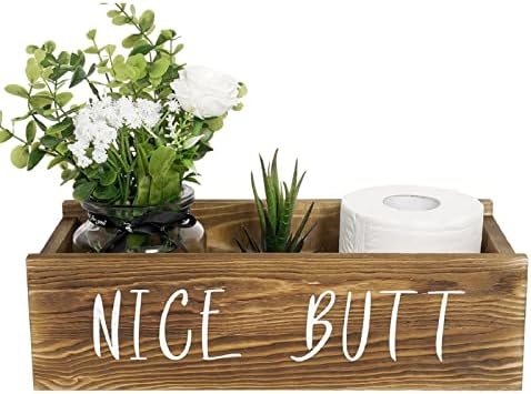 Vremenska staza za kupatilo, WC držač za papir, Farmhouse Rustic Wood kutija za pohranu kante za pohranu, smiješni kućni dekor za