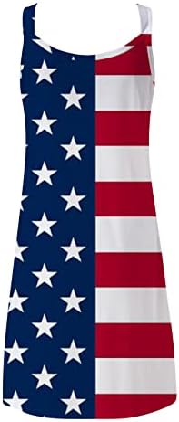 4. jula haljine na plaži za žene ljetna Ležerna Boho haljina američka zastava bez rukava bez rukava lepršavi Mini sarafani