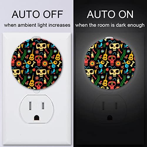 2 paketa Plug-in Nightlight LED Night Light Print lobanje sa senzorom od sumraka do zore za dečiju sobu, dečiju sobu, kuhinju, hodnik