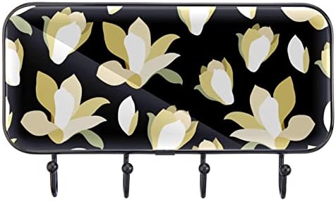 Crni elegantni cvjetni cvjetni prinkt nosač zida, ulazni kaput nosač sa 4 kuka za kapute kaputi za ručnik torbica ogrtači kupaonica