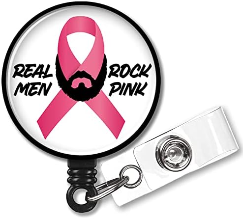 XQLZY Real Men Rock Pink Fun Retraktable Badge Reel, Kancelarijska lična karta medicinske sestre radni pribor, pokloni za podizanje
