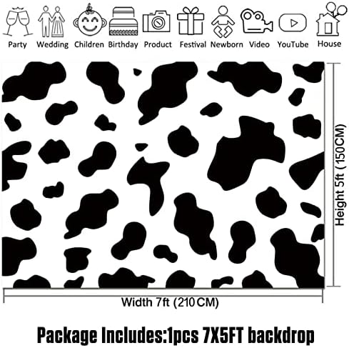 7x5ft meka tkanina/poliester krava Party fotografija pozadine crno-bijela krava farma životinja Sretan rođendan fotografija pozadina