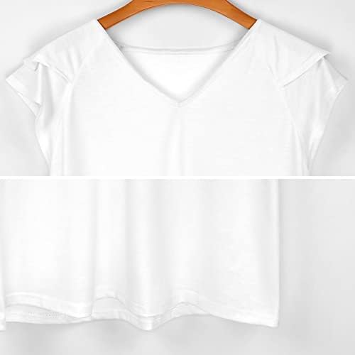 Ženske majice od rajčice rufšene majice kratkih rukava Top V-izrez pulover labavu bluzu