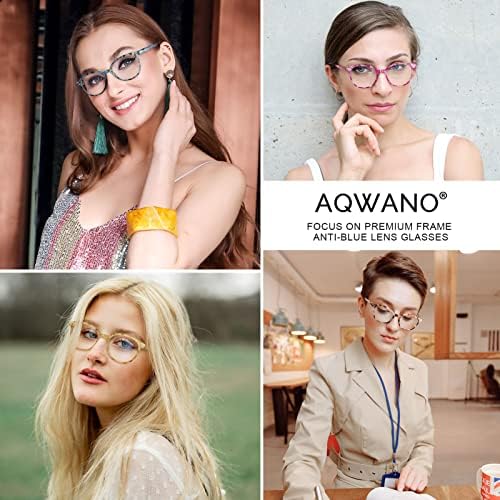 Aqwano modne naočale za čitanje za žene za žene, kvalitetan kompjuter plavi čitači svjetla protiv klizača elegantnih dizajnerskih