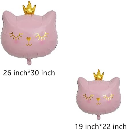 Usinnoem 6 kom. Pink Black Crown Cat Balon 2 Veličina Mylar Balloon za djecu Party Tema Party Party Party Party Baby Tuš Sretan ukras
