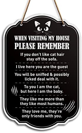 Funny Cat zidni dekor, posjećivanje moje kuće, pamti mačaka za kućni travnjak vrtni dvorišni viseći zidni dekor mačja potpisao / la