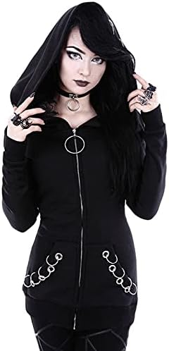Gotske dukseve za žene Zip up plus veličina grafička jakna s kapuljačom Halloween punk goth ulična pulover Novost