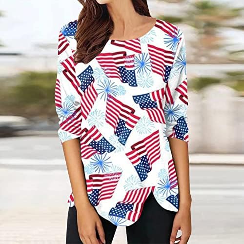 Vijailna američka zastava Žene 2023 Summer Crewneck majice Kratki rukavi Majica Casual Regular Fit Comfy Fashion bluza