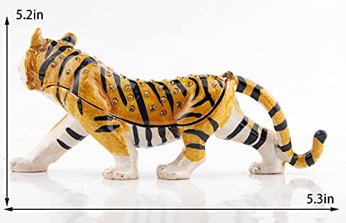 Sevenbees Tiger Trinket kutije sa šarkama nakit Boxhandspt Tiger Figurica poklon za žene Girls Yellow