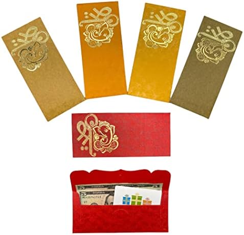 LOVENSPIRE pakovanje od 10 različitih indijskih papirnih Šaguna, Ganesha koverti za novac, koverta za poklon Lucky Cash, držač kartice