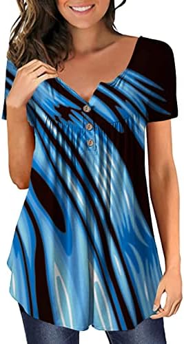 Ženske vrhove Dressy Casual Ljeto kratkih rukava Tunike Bluze Gradijent Flowy Majice Comfy majice Loose Freet Tops