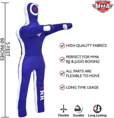 MMA Sports, Jiu Jitsu Grappling Dummy Tip za samozabrana BJJ Hrvanje prakse MMA Podnesak bacanja lutkinja - Nepušteno, 2021, plavo,