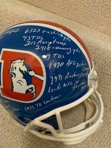 Floyd Little potpisan u punoj veličini Riddell Broncos Stat kaciga+jsa 17 natpisi-NFL kacige sa autogramom