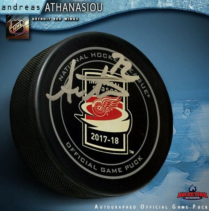 Andreas Athanasiou potpisao Red Wings inauguralnoj sezoni LCA zvanična igra Pak-potpisani NHL Pak