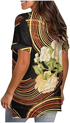 Ženska 2023. ljeto V izrez Loose Comfy Tees Modne majice Na vrhu Bluza Kratki rukav cvijet za cvijeće