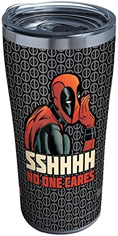 Tervis trostruki zid Marvel - Deadpool Izolirani šalice za tulicu čuva pića hladna i vruća, 20oz - nehrđajući čelik, shhh nikoga nije