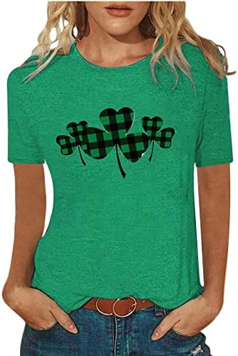 Dnevna majica St.Patrick za žene Shamrock bluza O vrata labave majice Thirts kratki rukav djetelina Print Tees