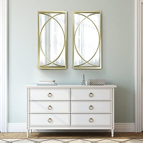 Wamirro Gold pravougaonik zidno ogledalo sa metalnim okvirom, dekorativni Set zidnih ogledala,viseća ogledala za dnevni boravak spavaća