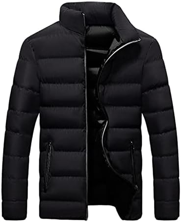 WENKOMG1 Muška podstavljena Puffer jakna, zimska jesen topla gornja odjeća sa kapuljačom sa punim patentnim zatvaračem, udoban lagani