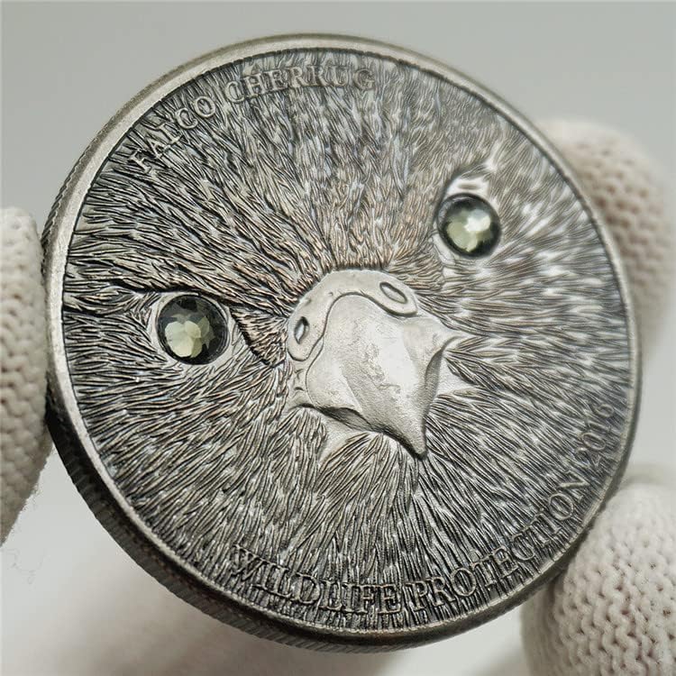 Mongolski životinjski dijamantni sokolni kovani novčić visoki reljefni dijamantski lov lov na sokol srebrne kovanice Medalja 500 Tugrik
