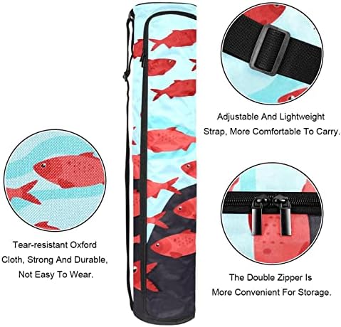 Podvodne torbe za jogu s crvenom ribom torba za nošenje joge s punim patentnim zatvaračem za žene i muškarce, nosač prostirke za jogu