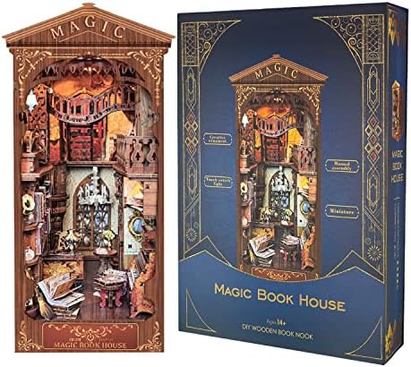 Book Nook Kit, DIY Booknook Dollhouse minijaturni komplet polica umetak 3d drvena Puzzle Bookend Decor Alley sa LED svjetlosnim zanatima