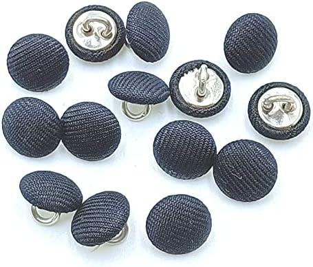 YoogCorett 50pcs Crna tkanina od tkanine prekrivena okrugla gumbi sa metalnim gumbima za šivanje zanatske zanate ručno izrađene zalihe