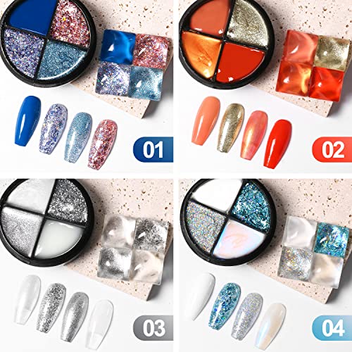 Major Dijit komplet čvrstih Gel lakova za nokte-8 kom 32 popularne boje, 4 u 1 Glitter kremasti gel lak paleta neutralni goli UV LED