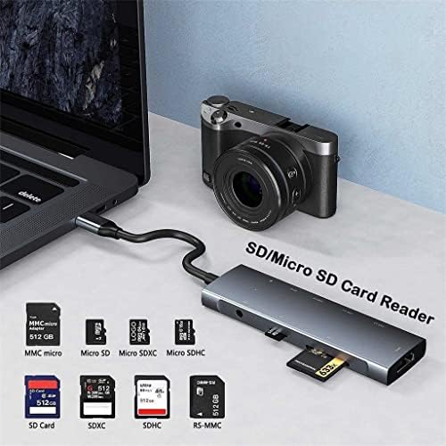 SDFGH USB C HUB sa 4K HDMI PD punjenjem, čitač SD/Micro kartica, USB 3.0, 3.5 mm priključak za slušalice Tip C