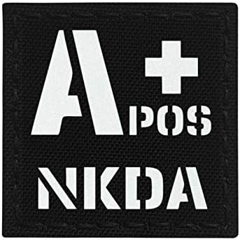 Reflektirajući APOS NKDA A + Krvna grupa 2x2 IFAK taktička moralna zakrpa za zatvaranje