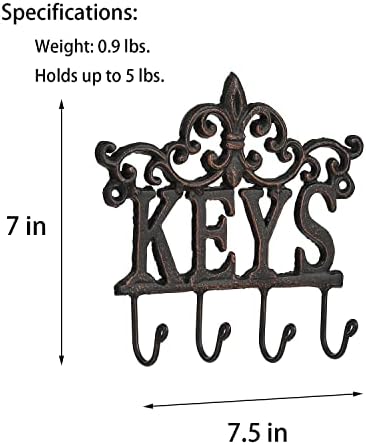 Gusuwod Fleur de LIS sa ključevima Držač ključeva za kuke za kuke za zidni ukras, set od 2