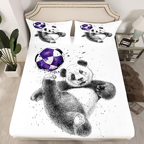 Panda krevet & nbsp; plahte Košarka opremljen list za djecu djecu tinejdžere,dječake Sportska posteljina s loptom Setovi posteljina
