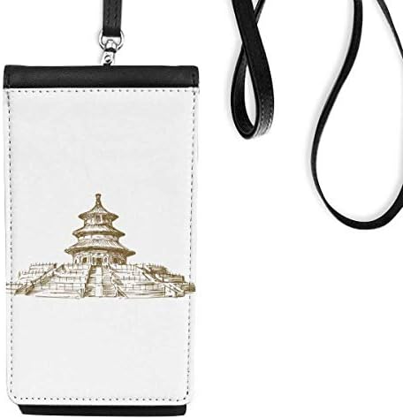 Kineski hram of Heaven overmark skica Telefon novčanik torbica Viseće mobilne torbice Crni džep