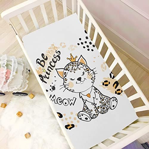 Alaza Slatka beba Leopard Print Animal Animal Princess Crib Listovi opremljeni bassinet list za dječake Djevojke za djecu, mini veličine