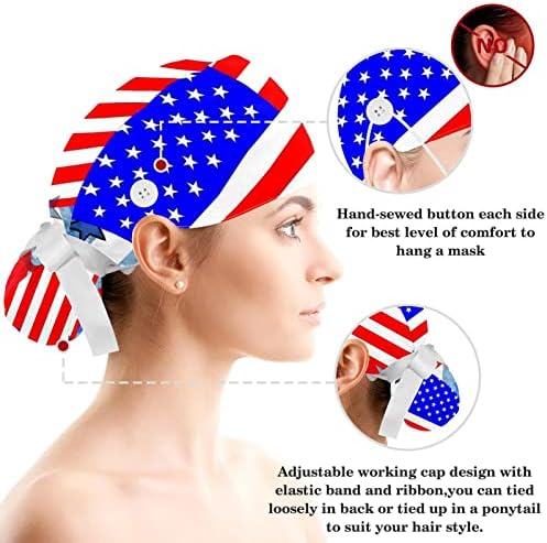 Radna kapa sa uzorkom američke zastave sa dugmetom za treniranje podesive kravate za leđa sa gumicom za kosu
