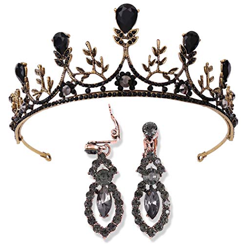 Ursumy Black barokni Crown Retro Bride Headdress Wedding Birthday Crown hair Accessories for Women and Girls