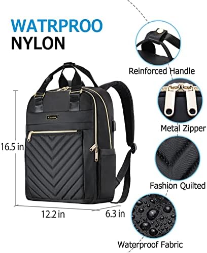 Putni ruksak za žene, prošivena torba za Laptop od 15,6 inča, velika torbica za leđa sa USB portom, kompjuterska torba za nastavnike